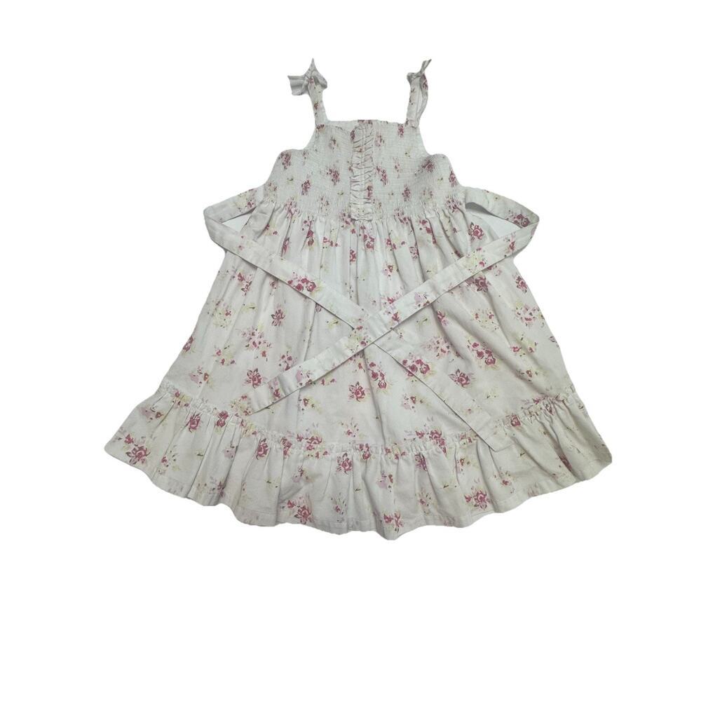 Laura Ashley Girls Size 6 Floral Smocked Sundress Cottagecore Bow Back